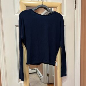 Francesca’s Navy Blue Open Wrap Back Sweater Top - Size S